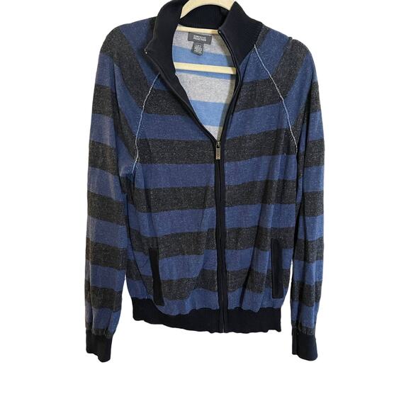 Kenneth Cole Reaction Men's Striped Zip Sweater Sz  L - Picture 1 of 4